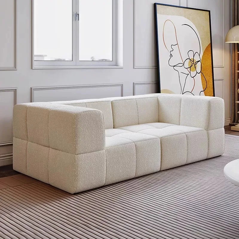 Tofu Block White Compression Sofa Set