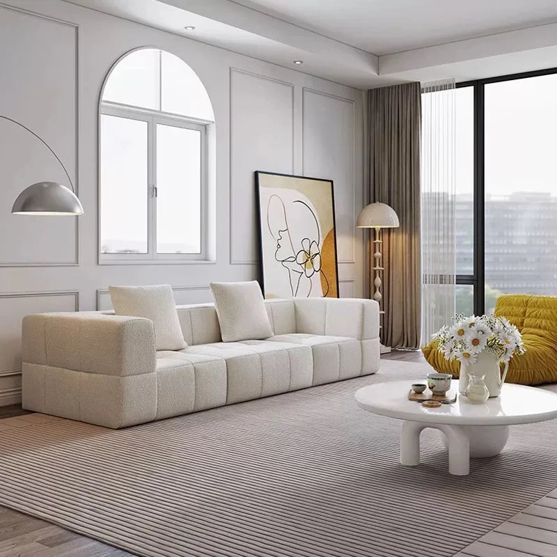 Tofu Block White Compression Sofa Set
