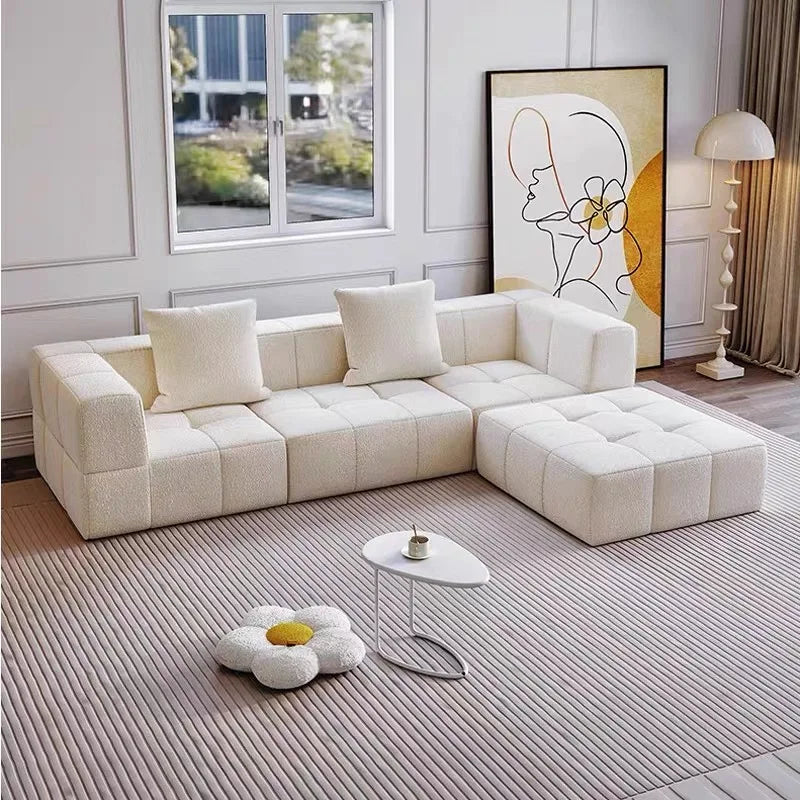 Tofu Block White Compression Sofa Set
