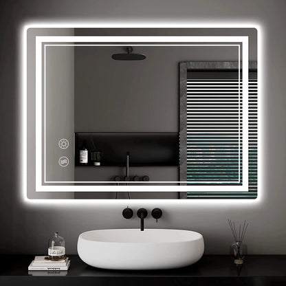 Illuminated Wall Mounted Mirror with Defogging