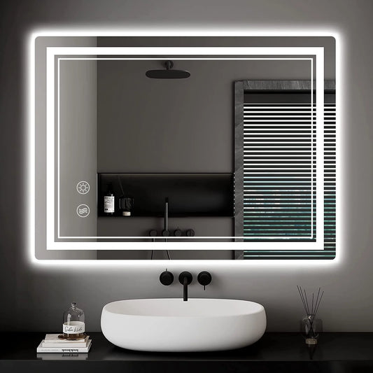 Illuminated Wall Mounted Mirror with Defogging