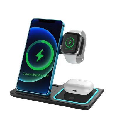 3 in 1 LED Foldable Wireless Charging Station For iPhone