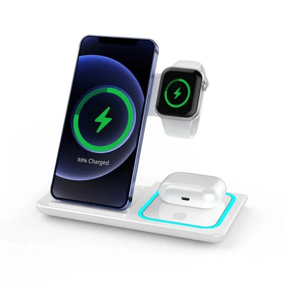 3 in 1 LED Foldable Wireless Charging Station For iPhone