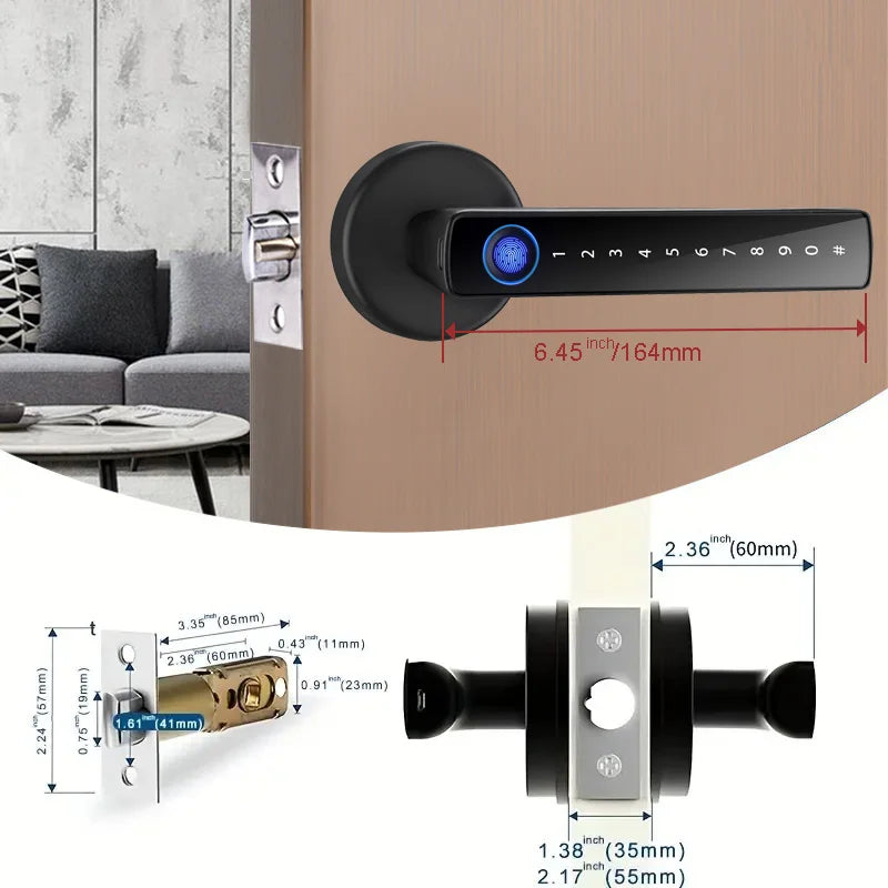 Smart Door Lock Handle With Fingerprint Key - Atmos Hub