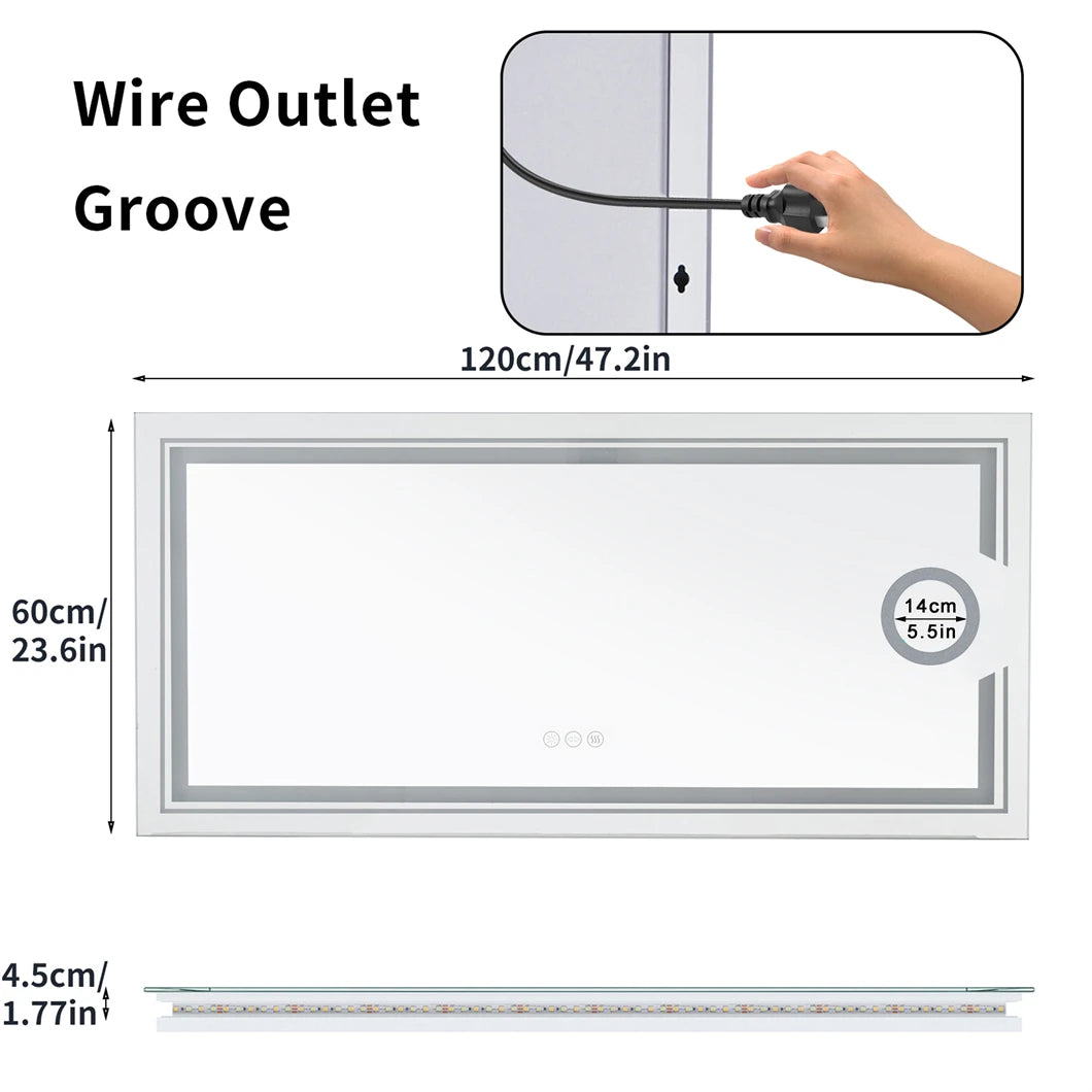 LED Magnifying Wall Vanity Mirror with Demisting