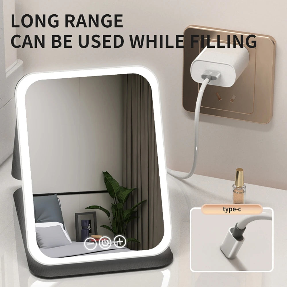 Dimmable Foldable LED Makeup Mirror with Touch