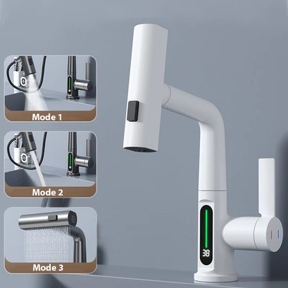 Digital Display Waterfall Temperature Basin Faucet