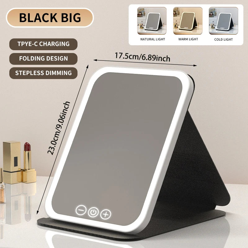 Dimmable Foldable LED Makeup Mirror with Touch