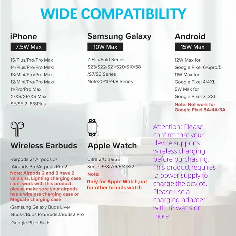 3 in 1 LED Foldable Wireless Charging Station For iPhone