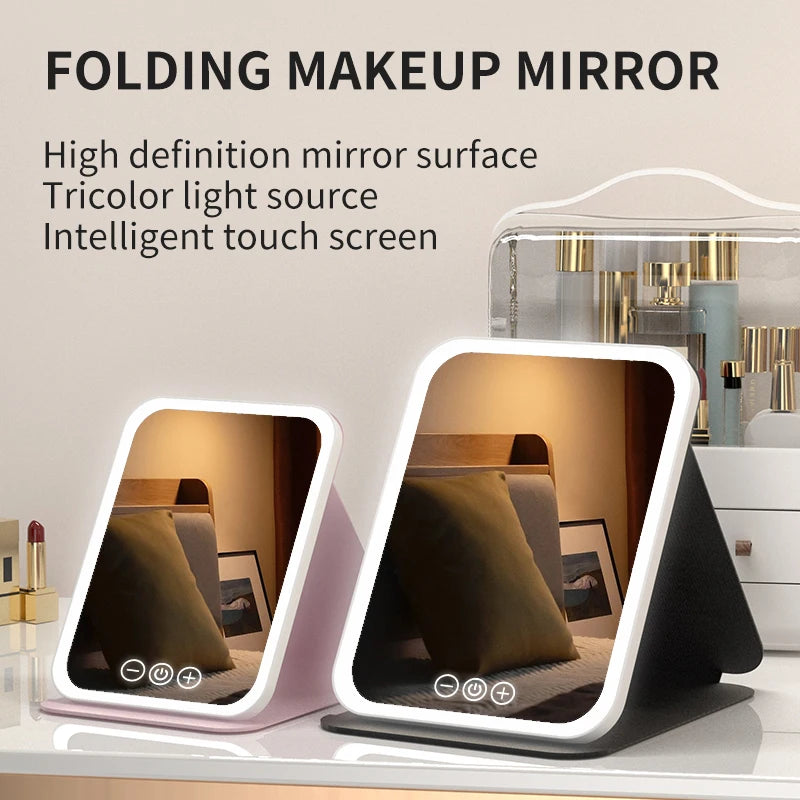 Dimmable Foldable LED Makeup Mirror with Touch