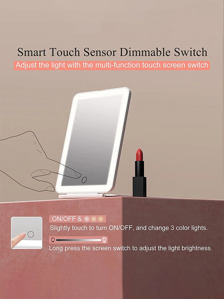 Rechargeable Touch Screen LED Foldable Mirror