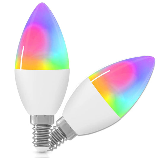 2 Pcs Smart Light Candle Bulbs Work with Echo Alexa Google