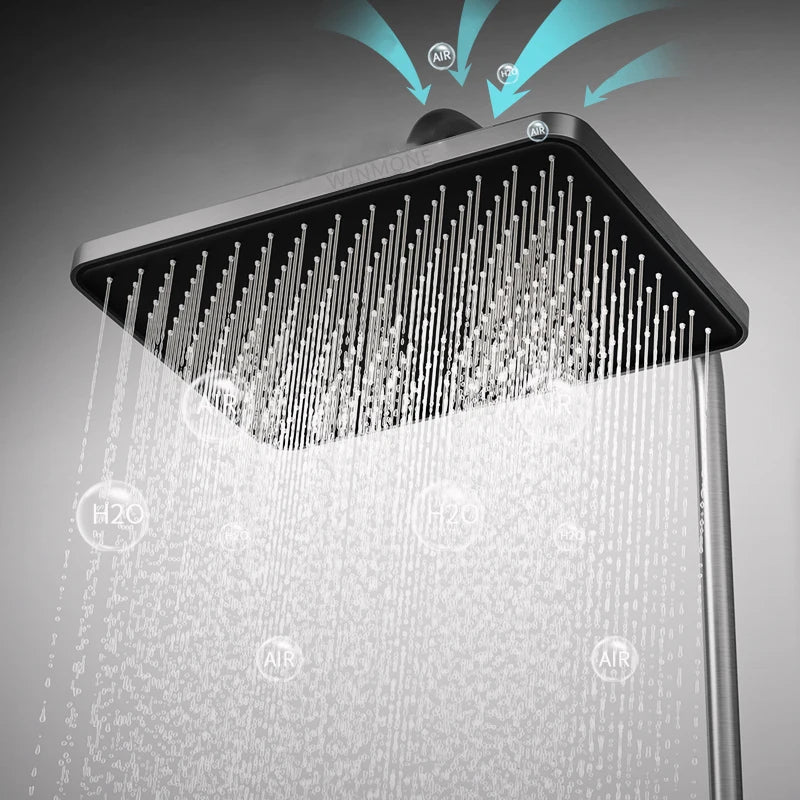 Tempered Glass Piano Luxury Shower System with Lights