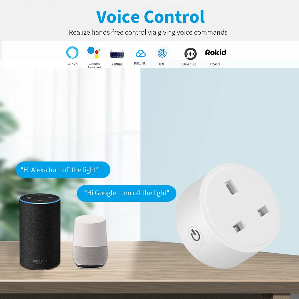 3 Pin Smart Alexa Voice Control Adapter With Timer - Atmos Hub