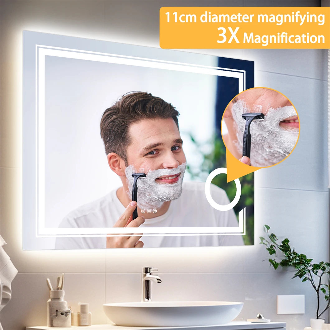 LED Magnifying Wall Vanity Mirror with Demisting