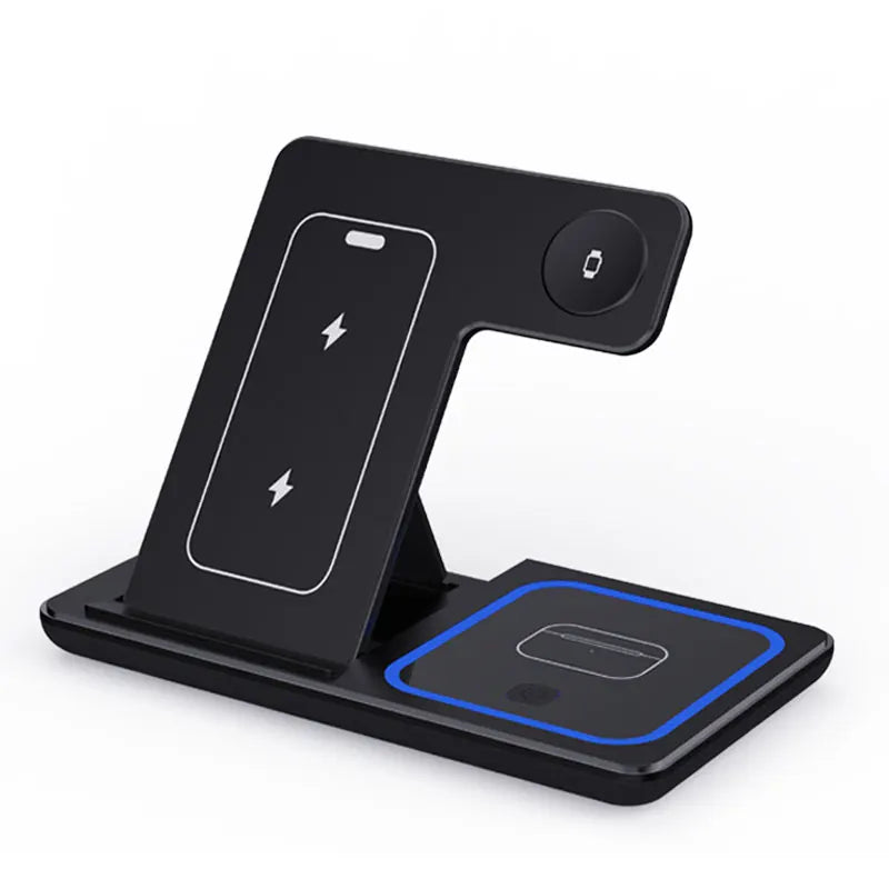 30W 3 in 1 Foldable LED Fast Wireless Charger Stand