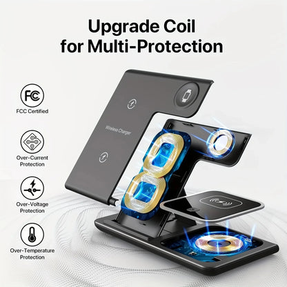 3 in 1 LED Foldable Wireless Charging Station For iPhone