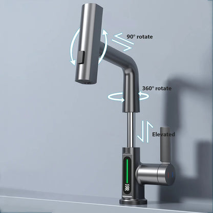 Digital Display Waterfall Temperature Basin Faucet