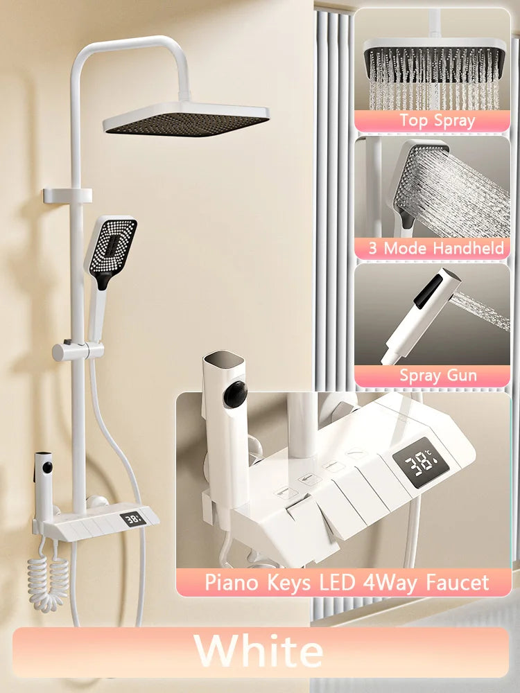 Digital LED Rain Pressurized Shower Set