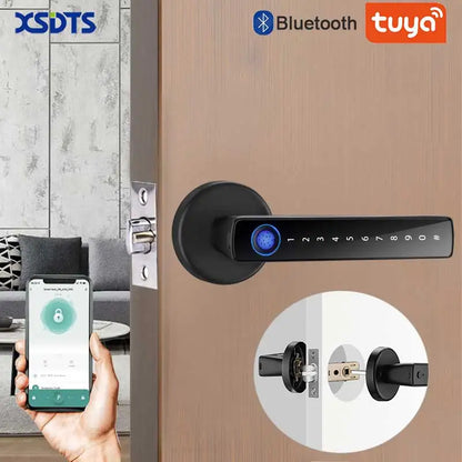 Smart Door Lock Handle With Fingerprint Key - Atmos Hub