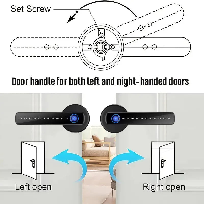 Smart Door Lock Handle With Fingerprint Key - Atmos Hub