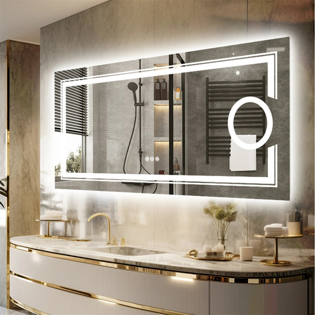 LED Magnifying Wall Vanity Mirror with Demisting