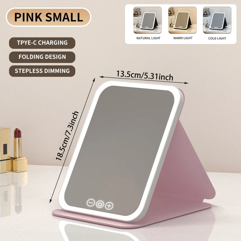 Dimmable Foldable LED Makeup Mirror with Touch